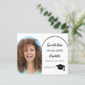 写真モダン卒業記念パーティー日付カードを保存 (スタンド正面)