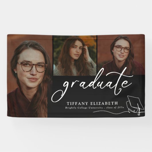 写真モダン卒業記念パーティー禁止 横断幕 (横)