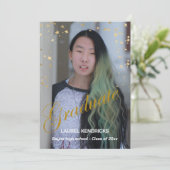 写真モダン卒業金ゴールド星パーティー 招待状 (スタンド正面)