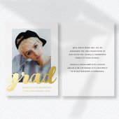 写真モダン卒業金ゴールド 箔招待状