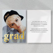 写真モダン卒業金フォイル 箔招待状