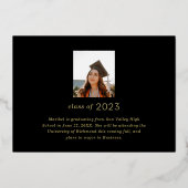 写真モダン卒業金箔発表 箔招待状 (裏面)