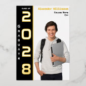 写真モダン卒業金箔発表 箔招待状 (正面)