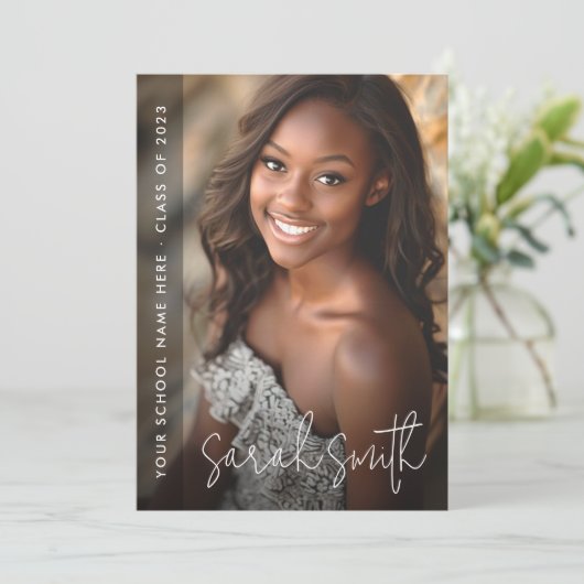 写真モダン卒業黒 案内状 (スタンド正面)