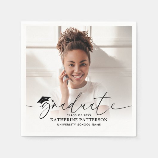 写真モダン卒業 スタンダードカクテルナプキン (正面)