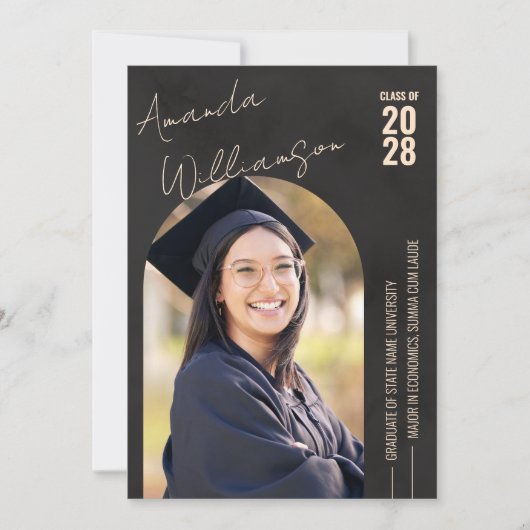 写真モダン卒業 招待状 (正面)