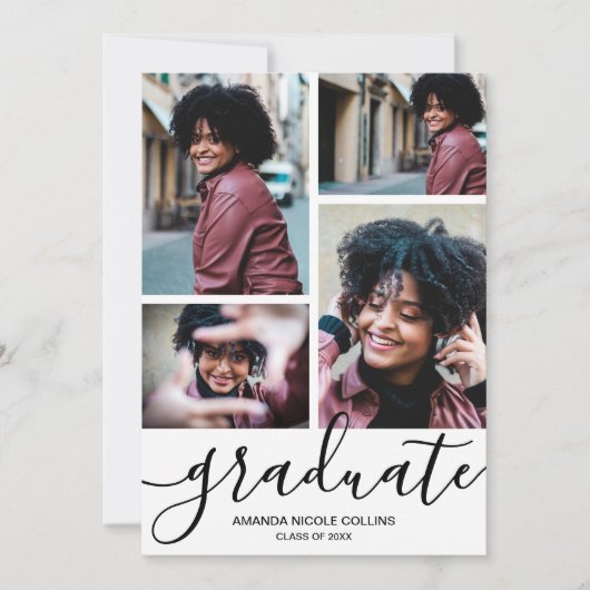 写真モダン卒業 招待状 (正面)