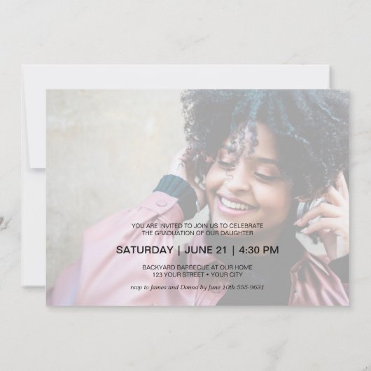 写真モダン卒業 招待状 (裏面)