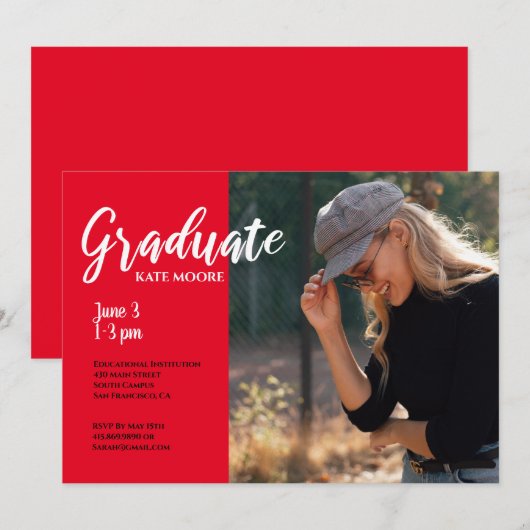 写真モダン卒業 招待状 (正面/裏面)