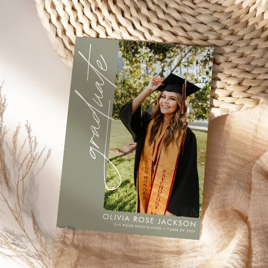 写真モダン卒業 案内状