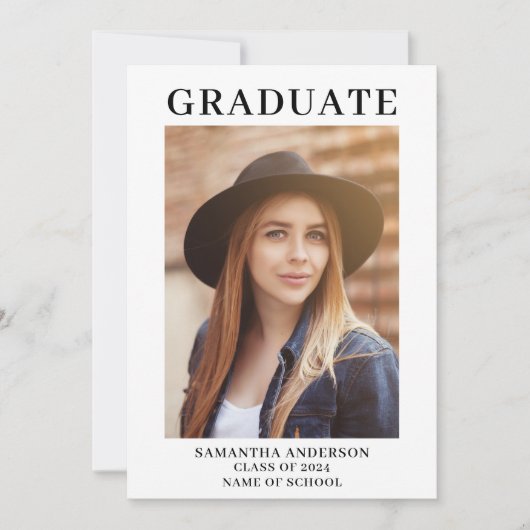 写真モダン卒業 案内状 (正面)