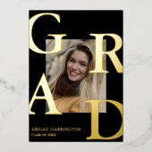 写真モダン卒業 箔招待状 (正面)