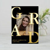 写真モダン卒業 箔招待状 (立ち正面)