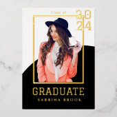 写真モダン卒業 箔招待状 (正面)