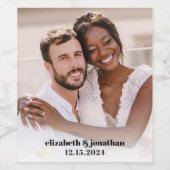 写真モダン名の結婚カスタムウェディング ワインラベル (シングルラベル)