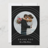 写真モダン名は白黒を結婚表す サンキューカード (正面)