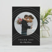 写真モダン名は白黒を結婚表す サンキューカード (スタンド正面)