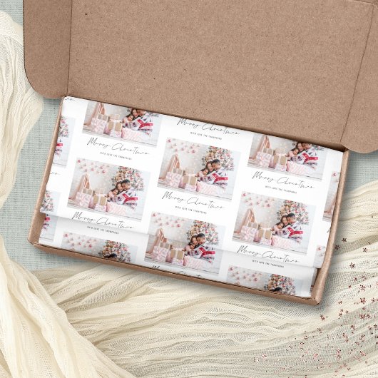 写真モダン名スクリプトパターンメリークリスマス 薄葉紙