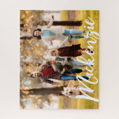 写真モダン名パーソナライズされた ジグソーパズル (縦)