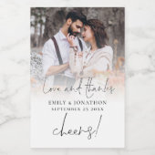 写真モダン名日付愛感謝してい結婚式の引き出物 ワインラベル (シングルラベル)