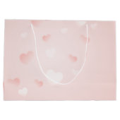 写真モダン名水色ピンク白ハート ラージペーパーバッグ (裏面)