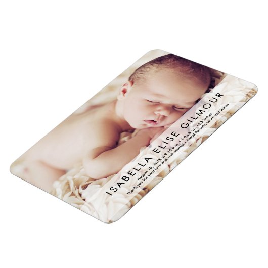 写真モダン名誕生スタッ生まれたばかりのトベビーガール マグネット (左側)