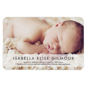 写真モダン名誕生スタッ生まれたばかりのトベビーガール マグネット (横)
