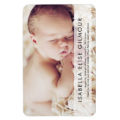 写真モダン名誕生スタッ生まれたばかりのトベビーガール マグネット (縦)