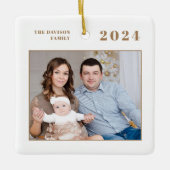 写真モダン名金ゴールドメリークリスマス セラミックオーナメント (正面)