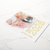 写真モダン回転文字ハッピーニューイヤー2026 箔シーズンカード (回転した状態)