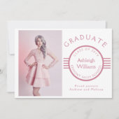 写真モダン大学院ブルーストライプズ卒業 案内状 (正面)