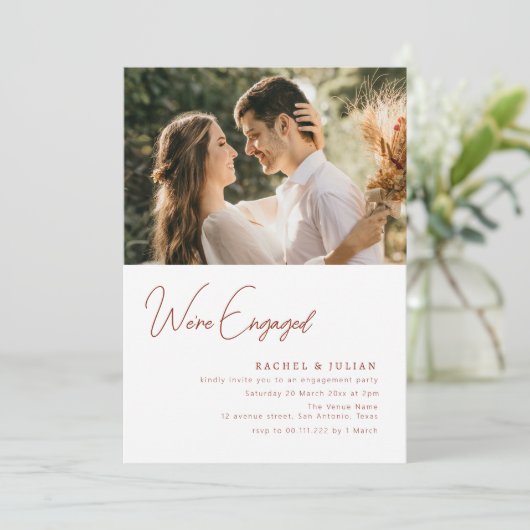 写真モダン婚約 招待状 (スタンド正面)