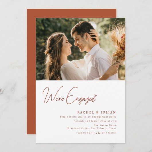 写真モダン婚約 招待状 (正面/裏面)