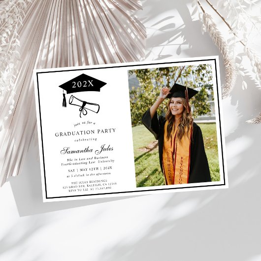 写真モダン学校の卒業式のスクリプト 招待状