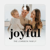 写真モダン家族のクリスマス メタルオーナメント (裏面)