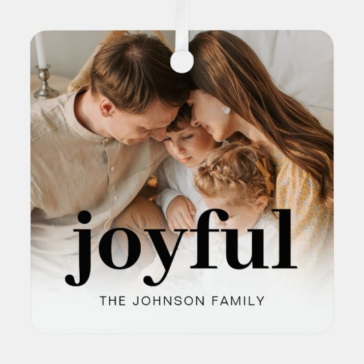写真モダン家族のクリスマス メタルオーナメント (正面)