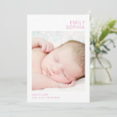 写真モダン少女の誕生のお知らせ 招待状 (スタンド正面)