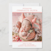 写真モダン少女の誕生のお知らせ 招待状 (正面)