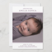 写真モダン少女の誕生のお知らせ 招待状 (正面)