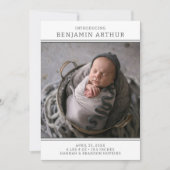 写真モダン少年の誕生のお知らせ 招待状 (正面)