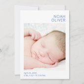 写真モダン少年の誕生のお知らせ 招待状 (正面)