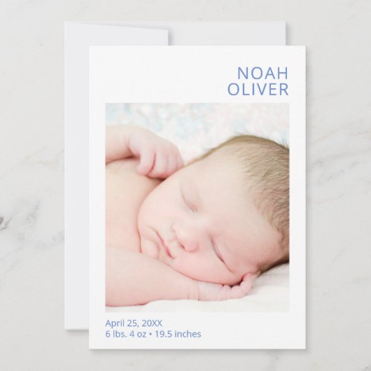 写真モダン少年の誕生のお知らせ 招待状 (正面)