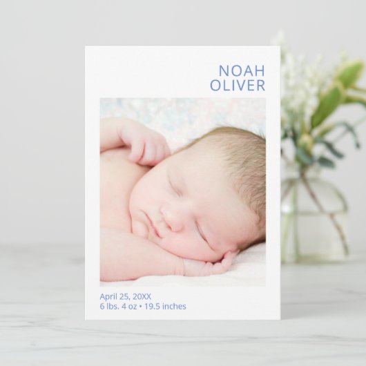 写真モダン少年の誕生のお知らせ 招待状 (スタンド正面)