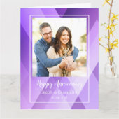 写真モダン幾何学紫色の記念日カード カード (黄色い花)