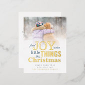 写真モダン引用文ジョイ・クリスマス実在 箔シーズンポストカード (正面/裏面)