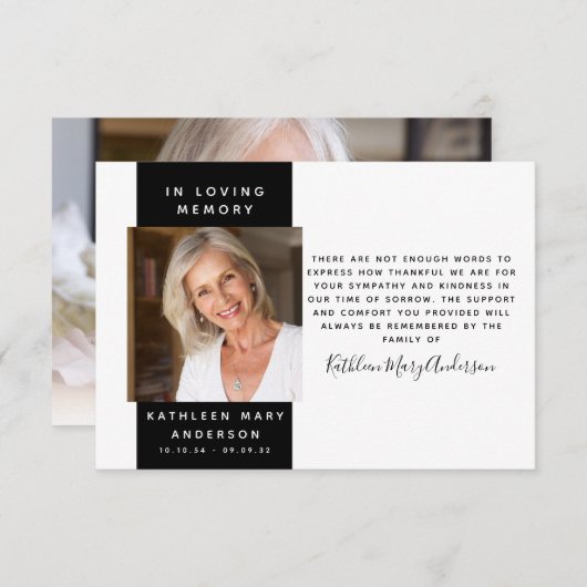 写真モダン悔やみや弔慰お葬式 ノートカード (正面/裏面)