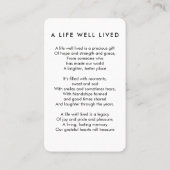 写真モダン悔やみや弔慰エレガント追悼碑 名刺 (裏面)