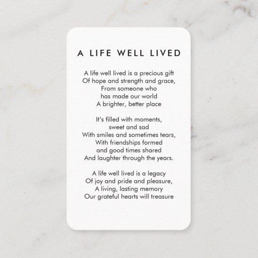 写真モダン悔やみや弔慰エレガント追悼碑 名刺 (裏面)