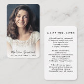 写真モダン悔やみや弔慰エレガント追悼碑 名刺 (正面/裏面)