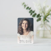 写真モダン悔やみや弔慰エレガント追悼碑 名刺 (スタンド正面)